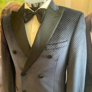 BRUNO MAGLI - DOUBLE BREASTED NAVY BLUE PRINT TUXEDO
